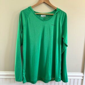 💚Columbia Omnishield SPF50 Green Long Sleeve Hooded Top - Lightweight Protection